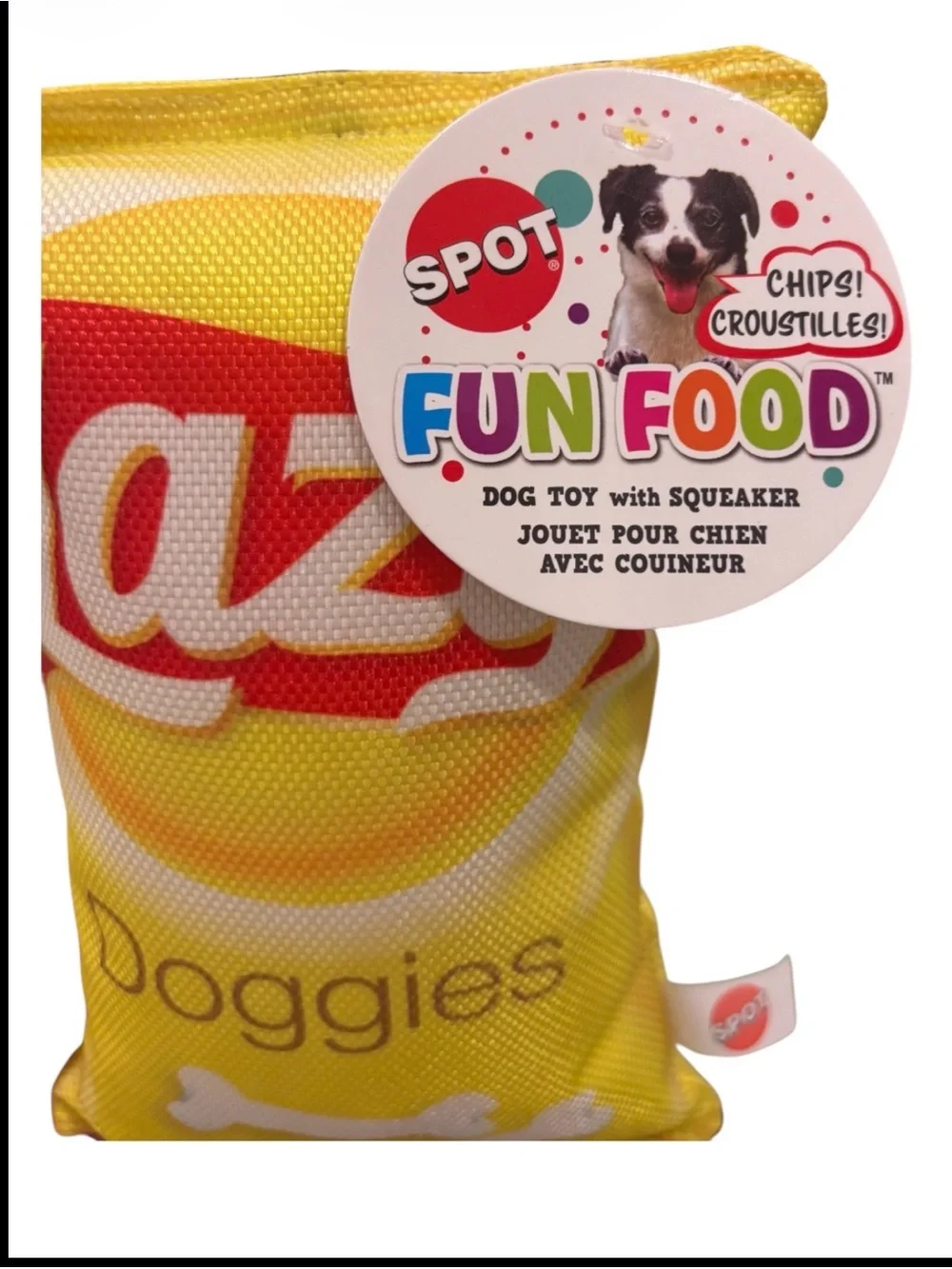 Lazy Doggies Yellow Plush Squeaker Dog  Toy